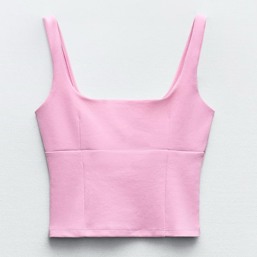 ZARA Pink Structured Tank Top / Crop Top – Size L